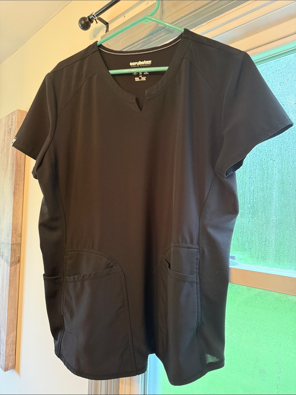 Scrubstar Black V-Neck Medical Scrub Top with Patch Pockets